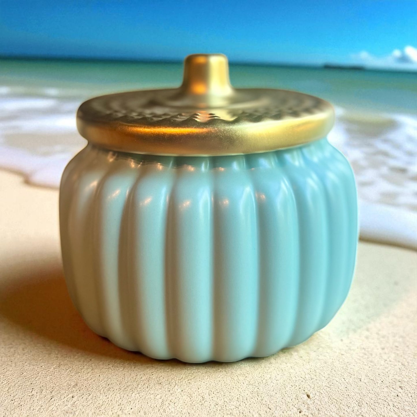 Coastal Pumpkin 18oz Blue Pumpkin Jar Candle
