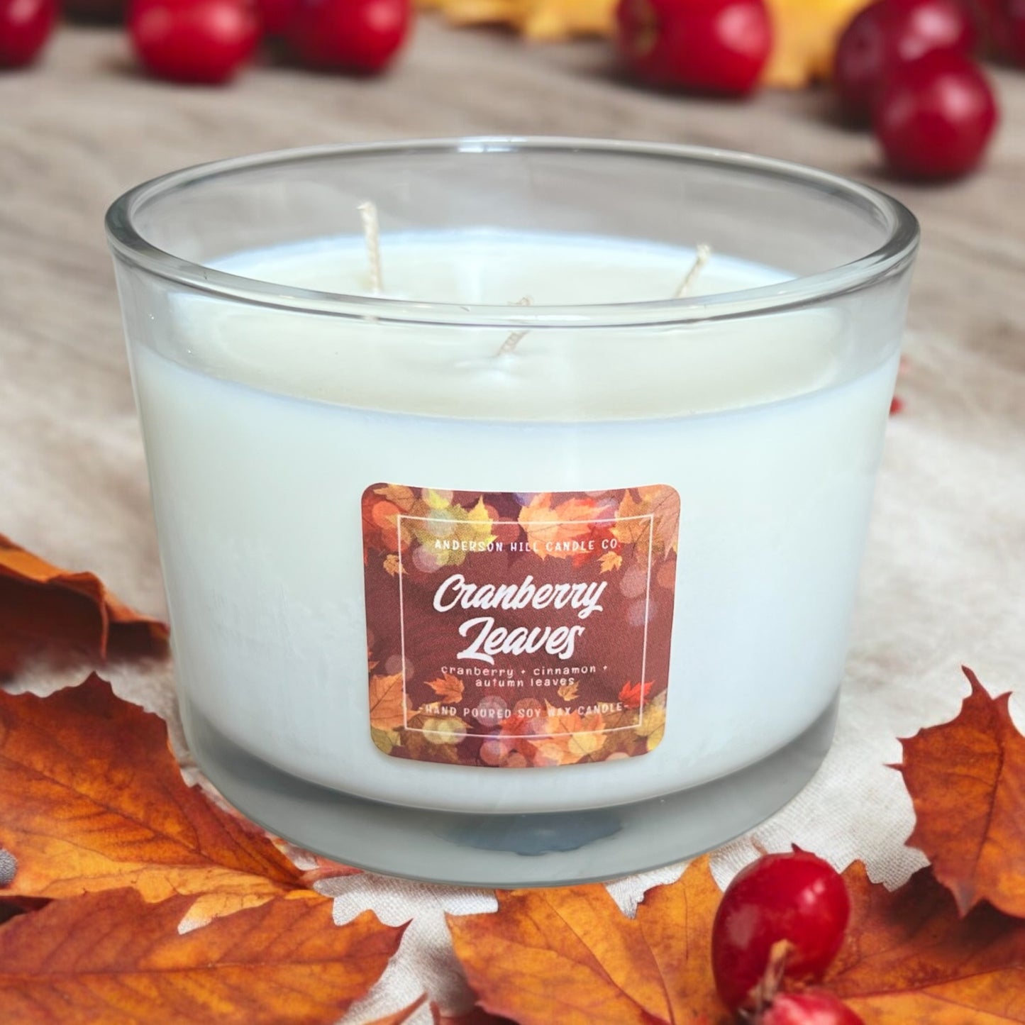 Cranberry Leaves 3-wick Candle