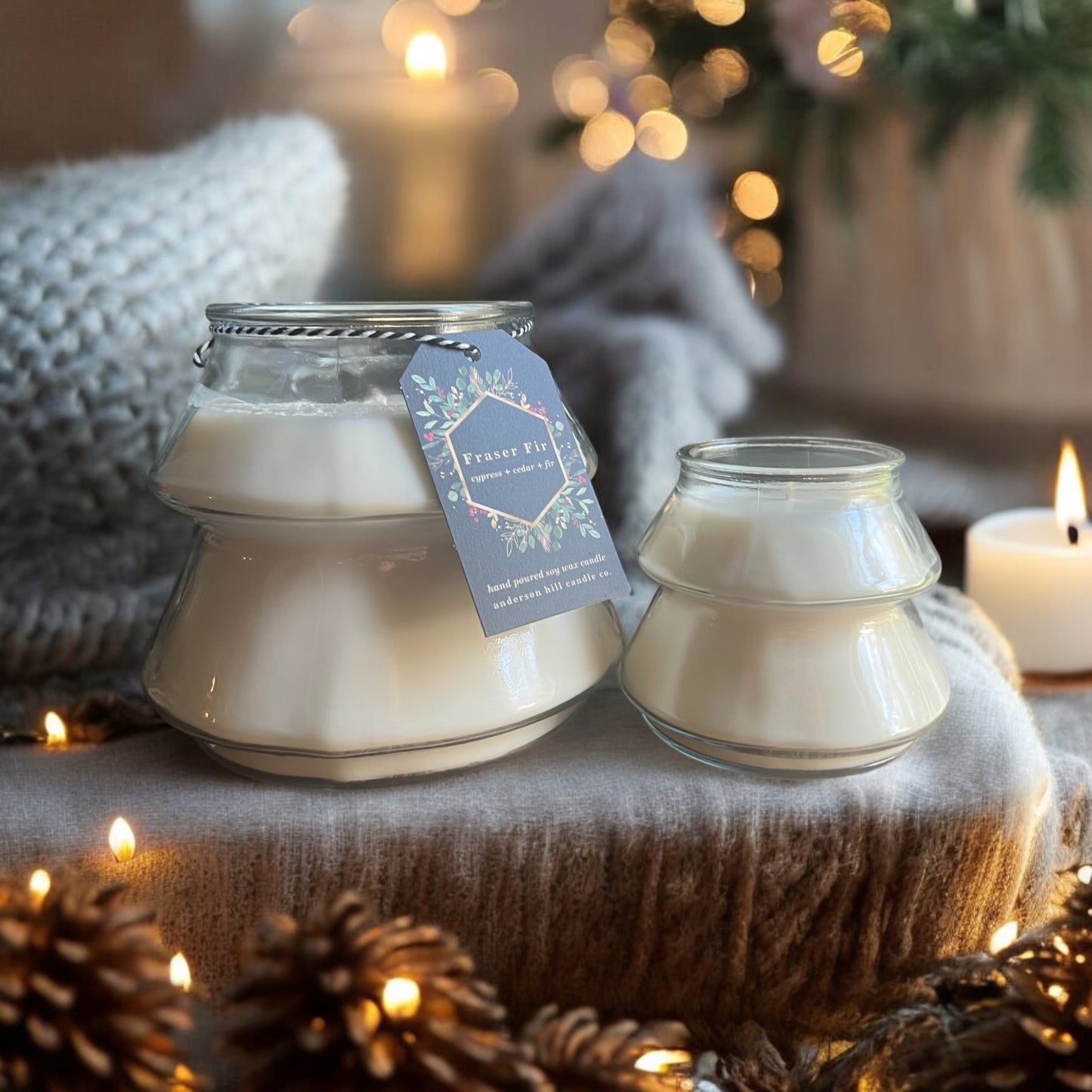 Fraser Fir Vintage Christmas Tree Jar Candles