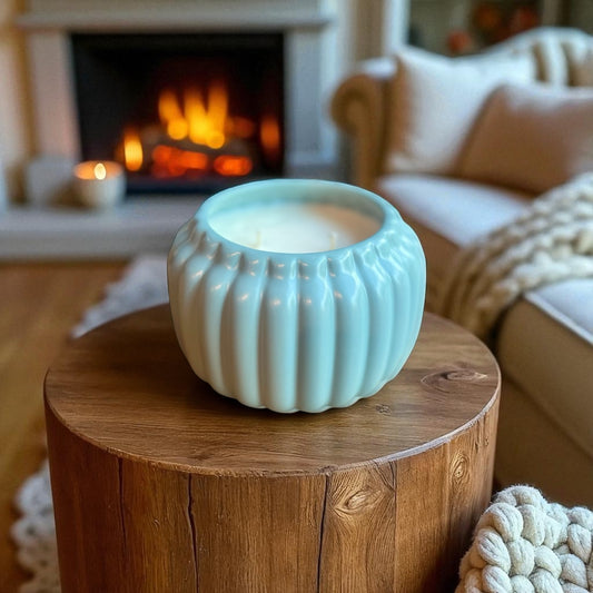 Coastal Pumpkin 18oz Blue Pumpkin Jar Candle