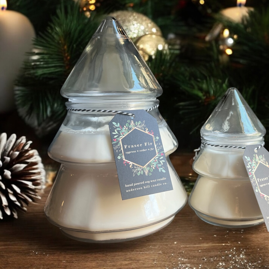 Fraser Fir Vintage Christmas Tree Jar Candles