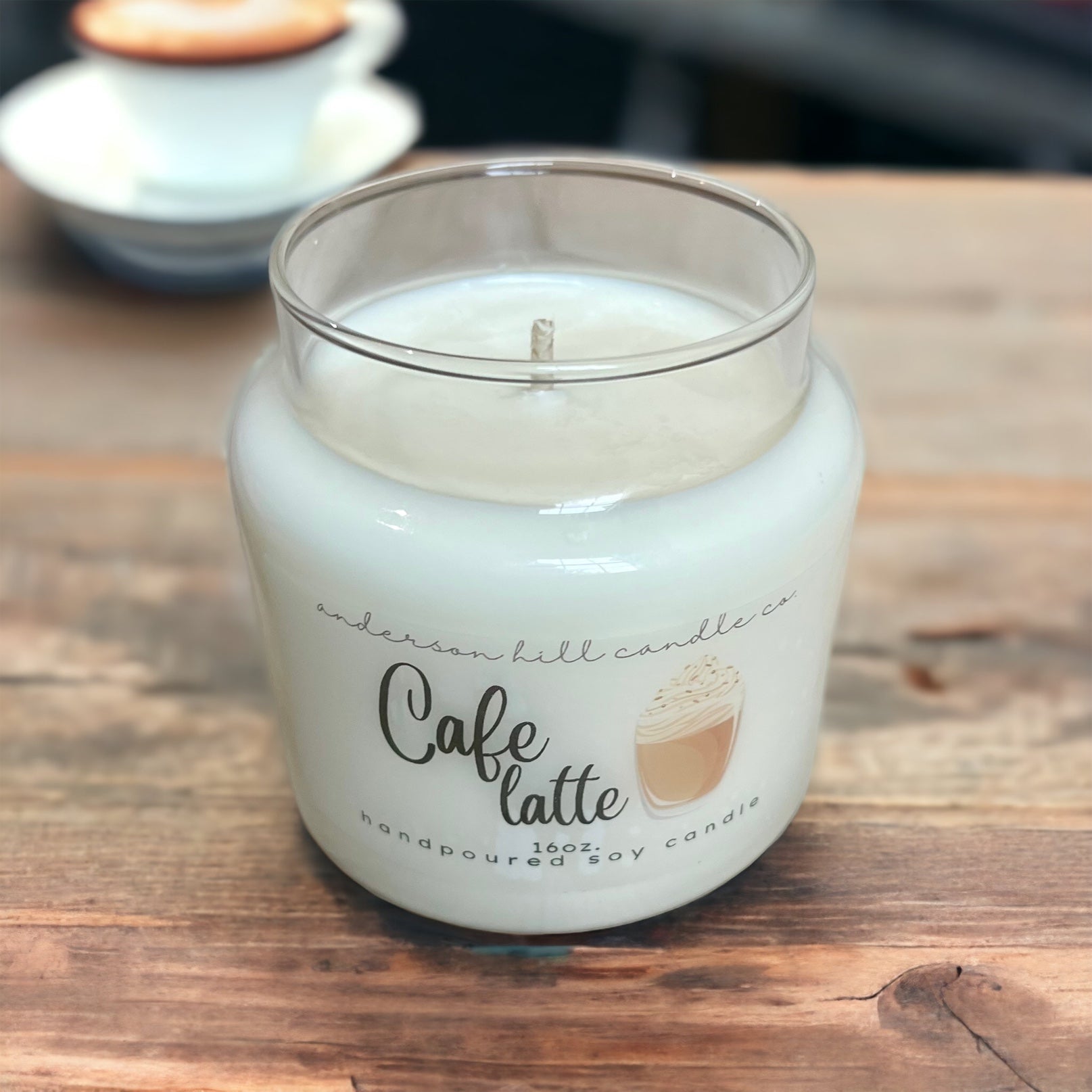 Cafe Latte Soy Candle in Apothecary Jar - Anderson Hill Candle Co.