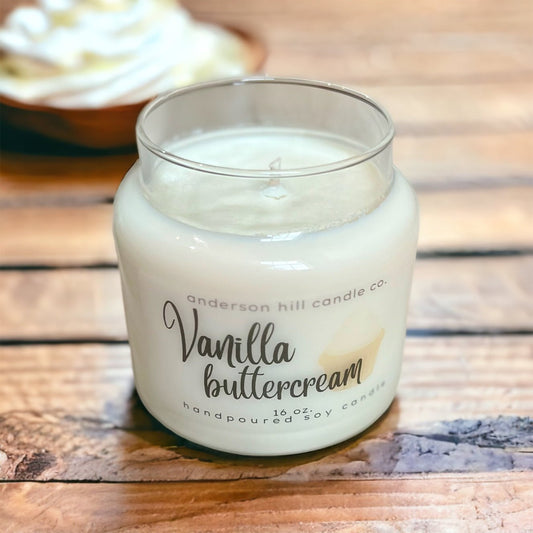 Vanilla Buttercream Soy Candle in Apothecary Jar - Anderson Hill Candle Co.